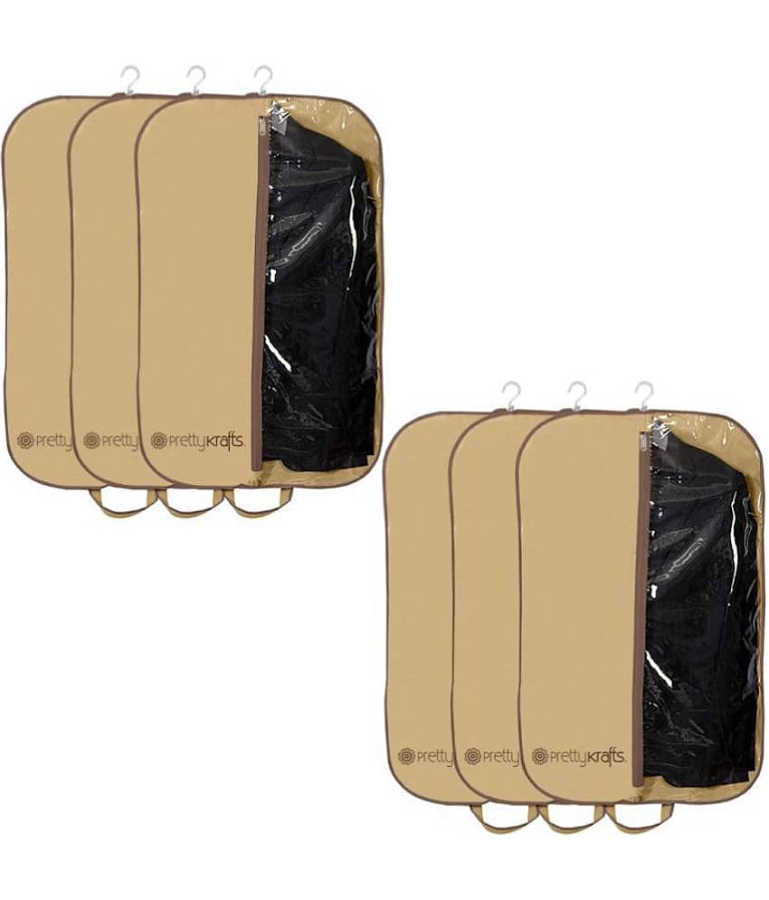 PrettyKrafts Beige Half Transparent Coat Cover (Set of 6)