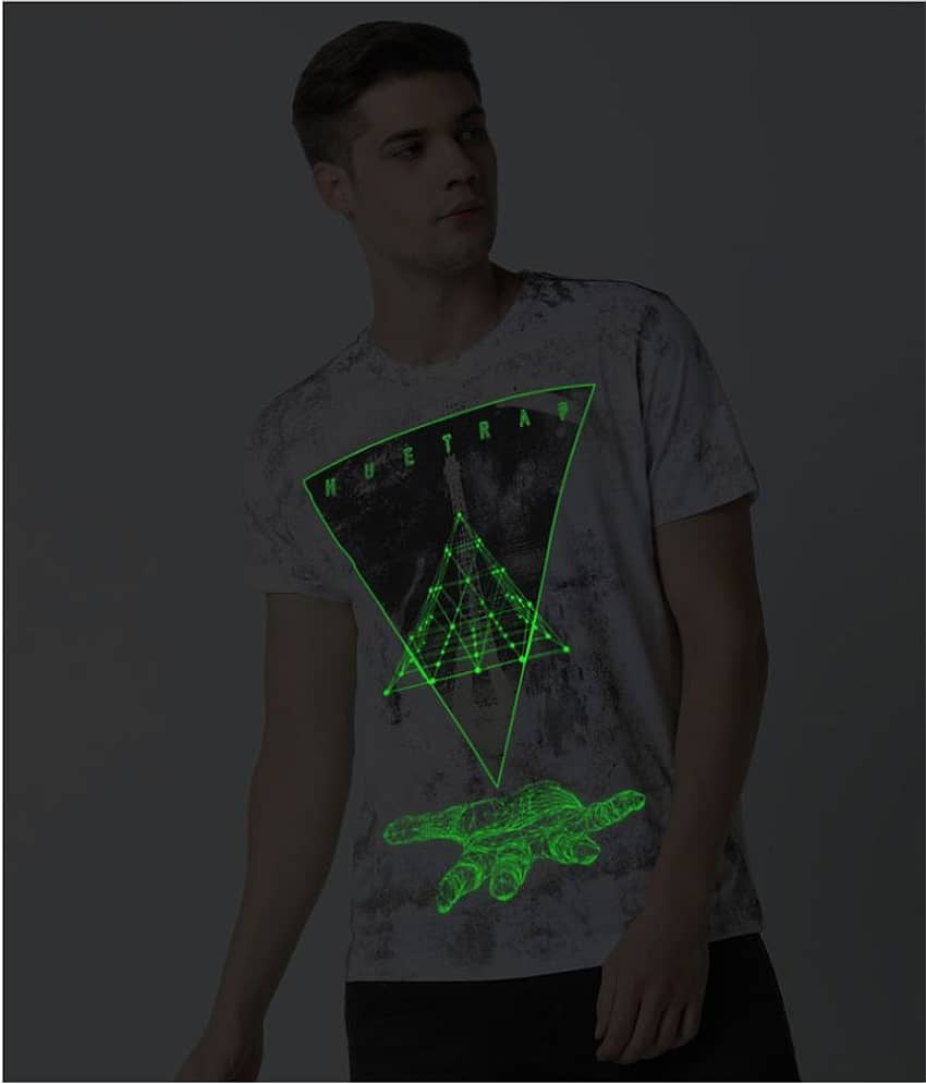 Huetrap Cotton White Printed T-Shirt