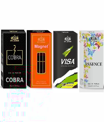 ST.JOHN Cobra ,Magnet,Visa & Essence Pocket Perfume For Men 10ml Each (30ml) - Pack of 4
