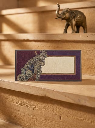 Purple Paisley Money Envelope – Elegant Designer Shagun Envelope for Wedding & Festive Gifting