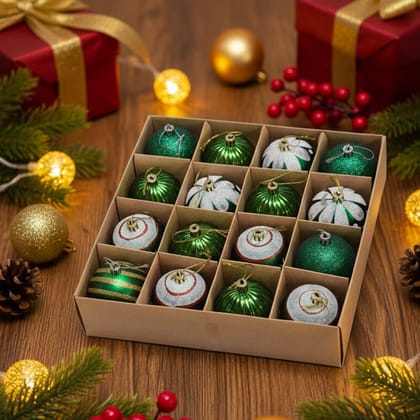 Christmas Tree Decoration Bauble Set – Green & Silver Collection (Pack of 16) Christmas Tree Decoration Bauble Set – Green & Silver Collection (Pack of 16)