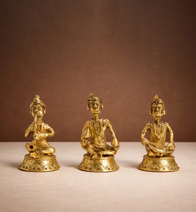 Bhareva Brass Tribal Musician Figurines – Set of 3 Bhareva Brass Tribal Musician Figurines – Set of 3