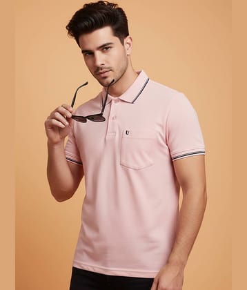 UNIBERRY Men Cotton Blend Regular Fit Solid Polo T Shirt ( Pink )