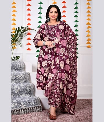 Swasti Cotton Printed Straight Women's Kurti - Purple ( Pack of 1 )