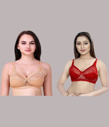 Kiran Enterprises Pack of 2 Net Non Padded Women's T-Shirt Bra ( Multicolor )