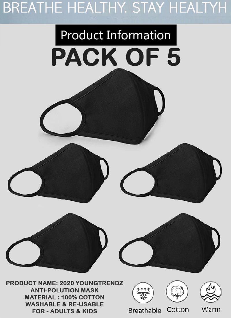 Young Trendz Air-Shield Anti-pollution Mask (Pack of 5)