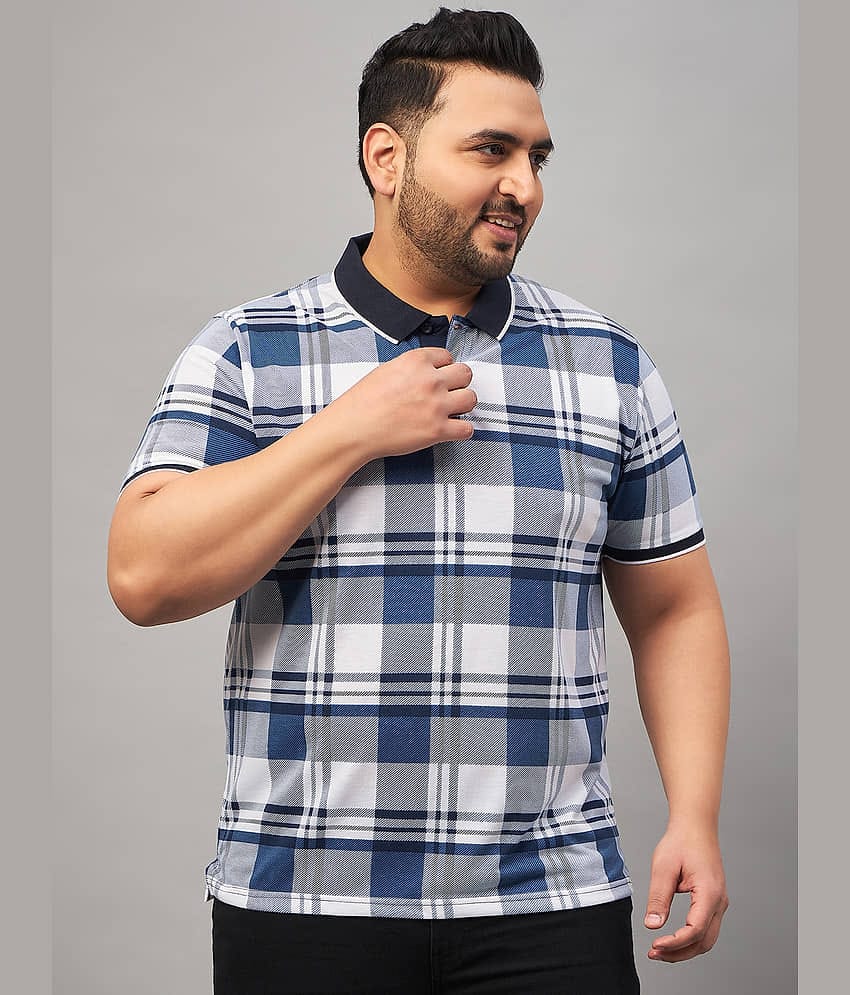 AUSTIVO Pack of 1 Cotton Blend Regular Fit Checks Half Sleeves Men's Polo T Shirt ( Multicolor )