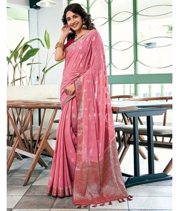 Satrani Georgette Woven Saree With Unstitched Blouse Piece ( Mint Green )