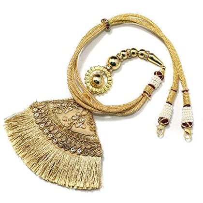10 Pcs, Designer Latkan Zari Back Rope Dori Golden-Golden / Zari