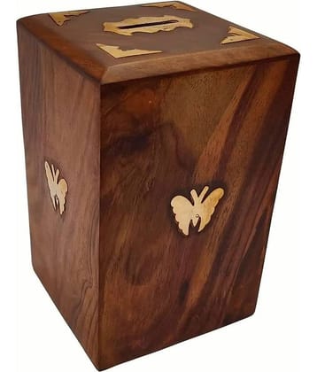 SWH - Wood Brown Piggy Bank ( Pack of 1 )