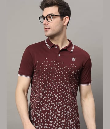 RELANE Pack of 1 Cotton Blend Regular Fit Printed Half Sleeves Men's Polo T Shirt ( Maroon )