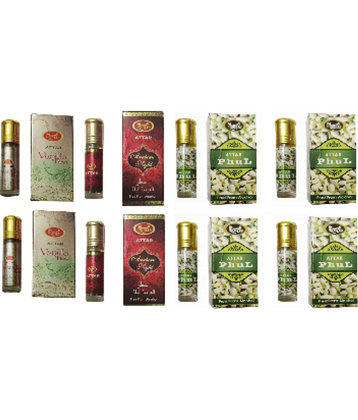 MONET 2 VANILA ROSE 2 ARABIAN NIGHT ATTAR , 4  PHUL ATTAR 8 ML EACH ,PACK OF 8 ML .