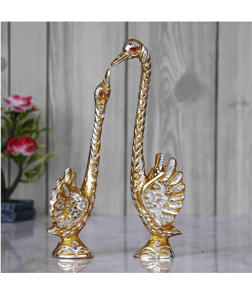 eCraftIndia Dancing Cute Swan Couple Statues Decorative Bird Figurines Showpieces