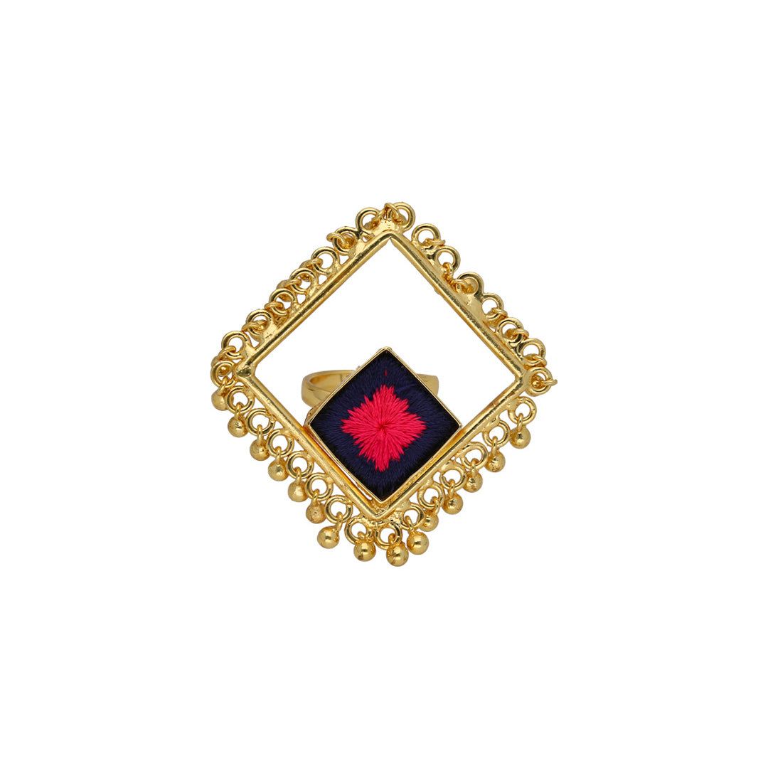 Kite Phulkari Finger Ring - BBZ85-blue