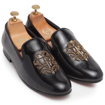 The Royal Crest©️ Slipons (Patent Black)(Patent Copyright Artwork)-EU 40 / UK 6 / Patent Black