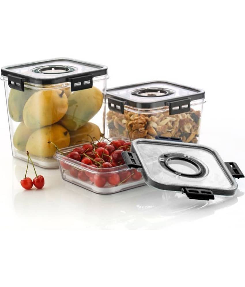 Arni - Plastic Black Food Container ( Set of 3 )