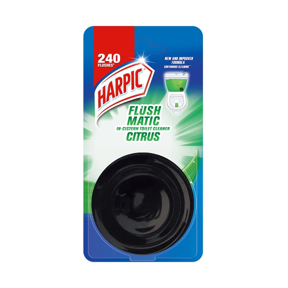 Harpic Flushmatic In-Cistern Toilet Cleaner Blocks, Citrus - 50 g | Toilet Flush Cleaner Balls