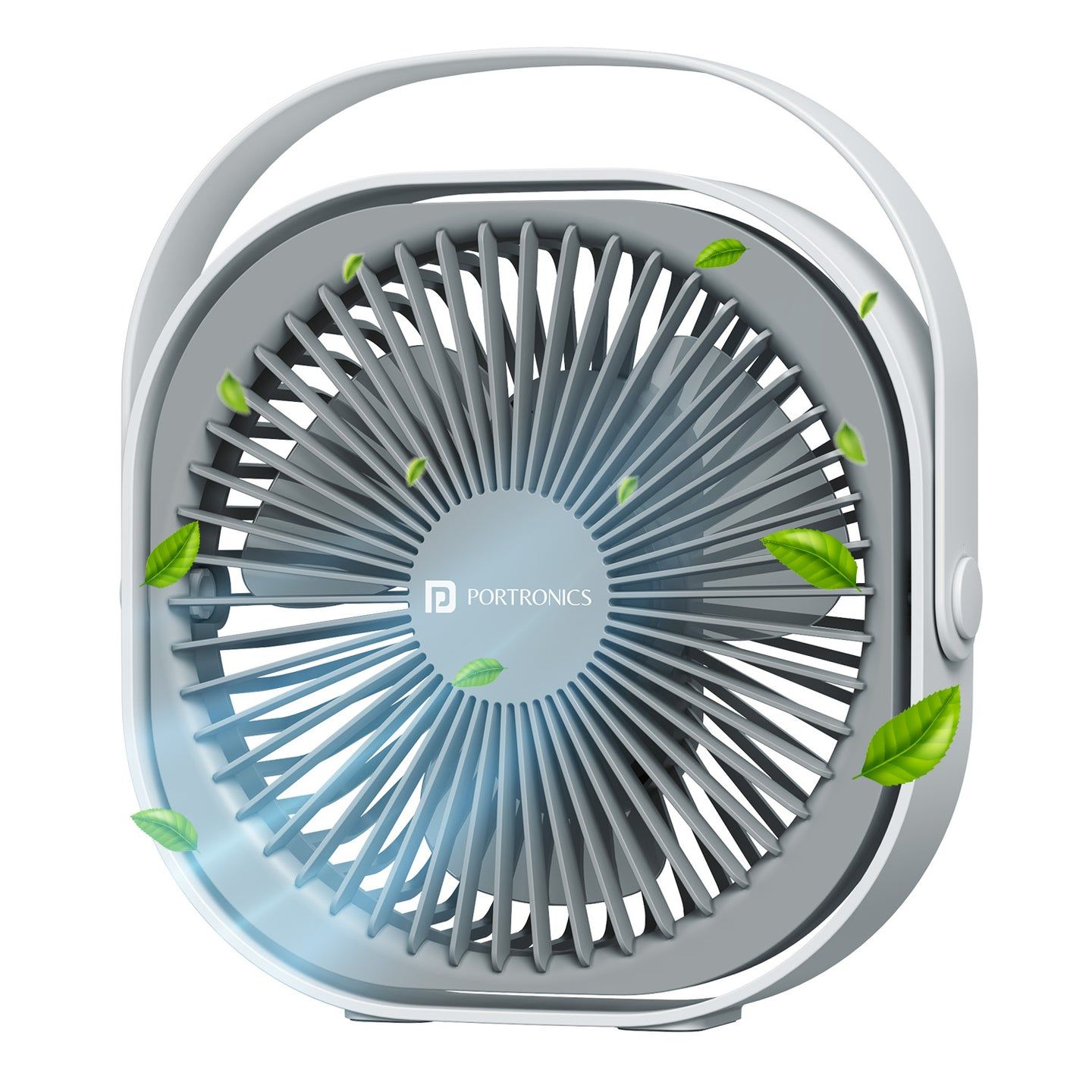 Portronics Cool Cube Portable Desktop Fan with 2400mAh Battery, Type-C Charging, White
