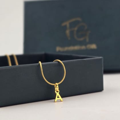 Initial Charm Pendant Necklace-A