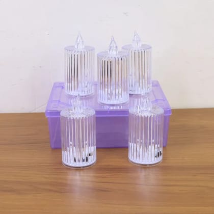 Premium Crystal Effect LED Flameless Candle Lights (5 Pcs)