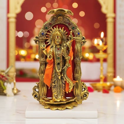 Aluminium Ram Ji Showpiece Statue - 13 Inch Religious Home Decor (ASMAS481 G)