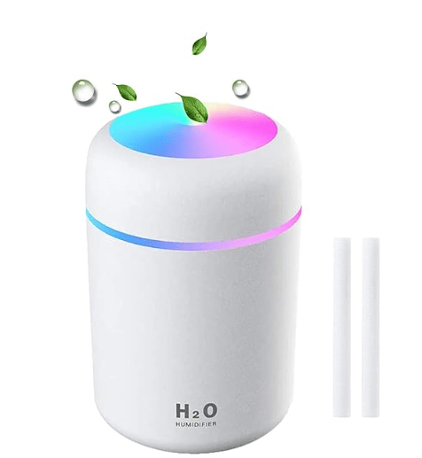 Humidifiers with Colorful Light for Room, Bedroom, Office, Car (White) Don't use Essential, 300 ml Pack of 2