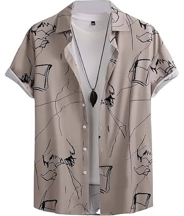 ARZ Poly Cotton Regular Fit Self Design Half Sleeves Men's Casual Shirt - White ( Pack of 1 )