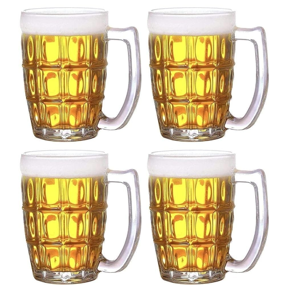 Executive Beer Mug with Handle | Glasses for Beer, Juice | Scratch Resistant & Easy to Clean | Dishwasher Safe Mug | Transparent (400 ml)