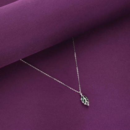 GREEN STYLISH LEAF SILVER CASUAL NECKLACE-None / Silver