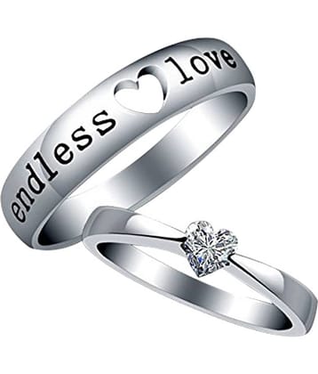 Paola  Adjustable Couple Rings Set for lovers Silver Plated Solitaire 'Endless Love' Heart  Couple ring  for Men and Women 2 pieces