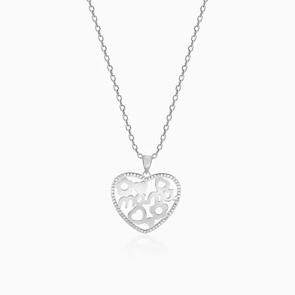 Silver MAMA Heart Pendant with Link Chain