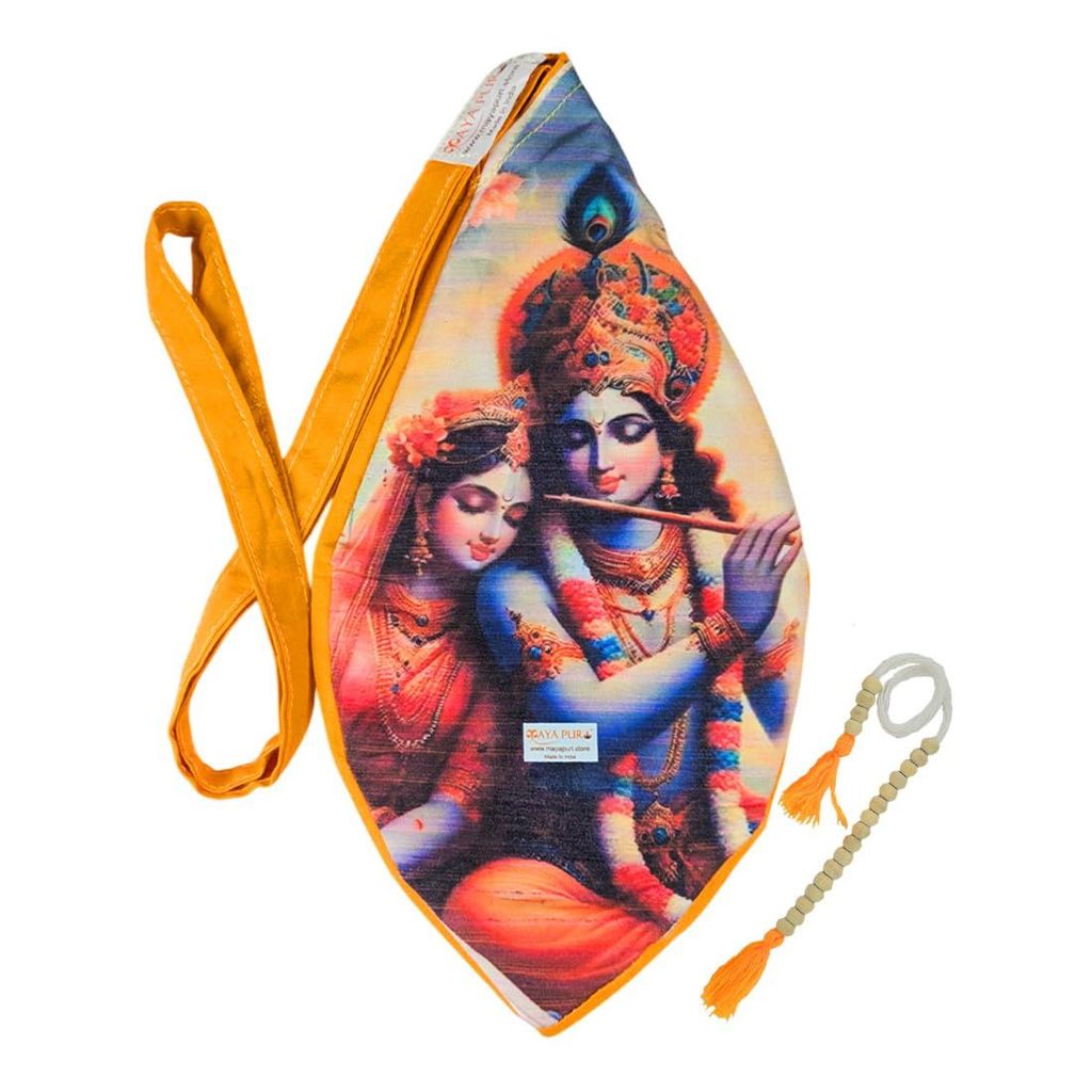 MAYAPURI Multicolor Radha Krishna Printed Pure Cottom Japa Mala Bag, Chanting Or Beads Bag with Zip Pocket and Sakshi Mala Counter (Pack of 1) - Pooja Needs | Buy online on ZillyBuy