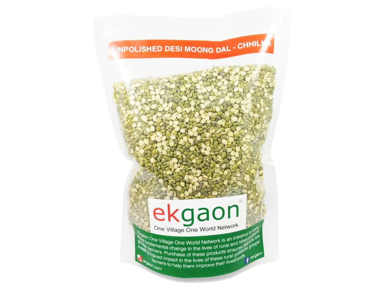Ekgaon Unpolished Desi Moong Dal - Chhilka (Split with Skin Green Gram) (500g)