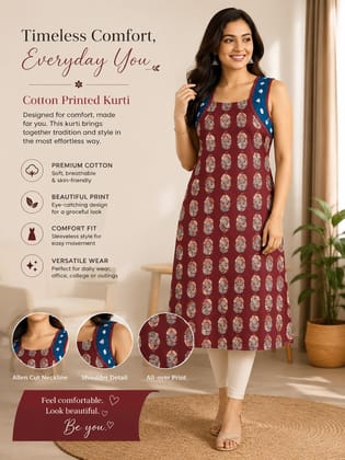 Cotton Kurti Allen Cut Sleeveless-42 Cotton Kurti Allen Cut Sleeveless-42