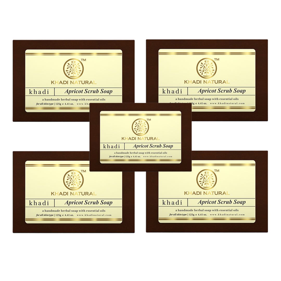 Khadi Natural Apricot Scrub Soap Combo Pack Of 5 – 125gm Each