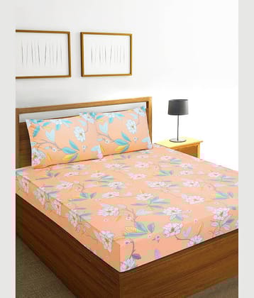 Home Candy Microfiber Double Bedsheet ( Orange )