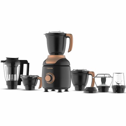 Butterfly ZieraBlack 1000 Watt Mixer Grinder | 6 Jars | Coarse Grinding Jar | Uniform Grinding - Tornado Blade & Lid | Smudge Free & Long Lasting Annealed SS Jars | Torx23 Motor| 5 Years Warranty Butterfly ZieraBlack 1000 Watt Mixer Grinder | 6 Jars | Co