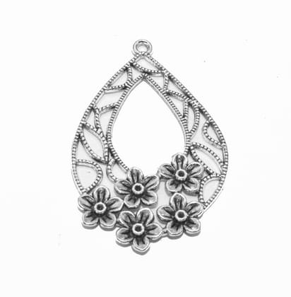 German Silver Metal Oxidized Silver Pendant  ,(SPN-032) , Per Packet of 10 Pcs-Per Packet of 10 Pcs / 46 MM