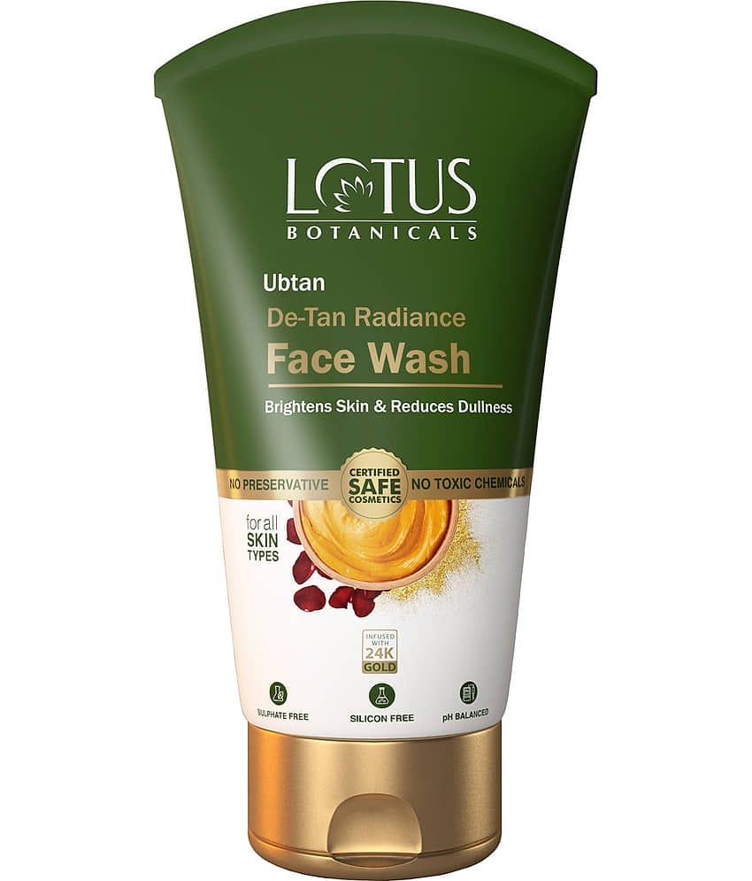 Lotus Botanicals Ubtan De,Tan Radiance Face Wash , Infused With 24Kgold , Forglowing Skin , 100Ml