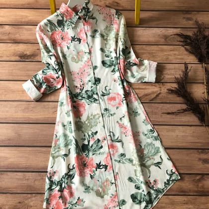Elegant Pink Flower Printed Kurti with Black Palazzo by GlamaStitch-M
