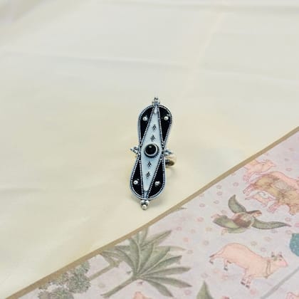 Mishka Enamel Silver 925 Ring-Black