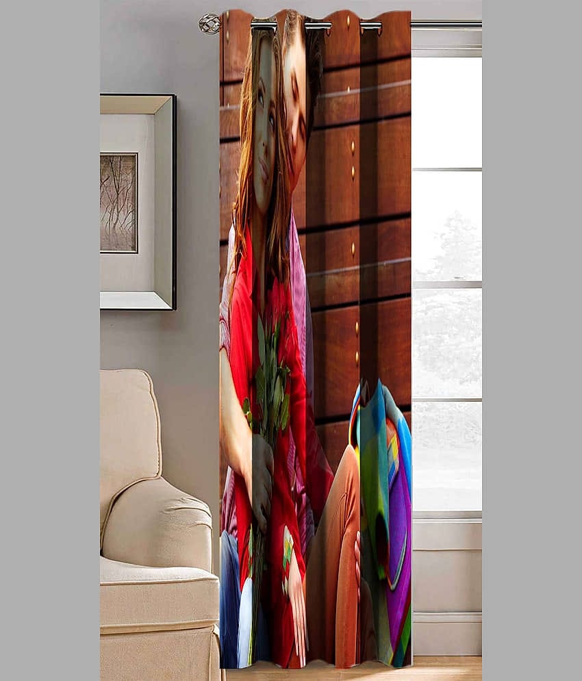 BELLA TRUE Abstract Printed Semi-Transparent Eyelet Curtain 9 ft ( Pack of 1 ) - Multicolor