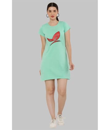 PREEGO - Lime Green Cotton Blend Women's Nightwear Night T-Shirt ( Pack of 1 )
