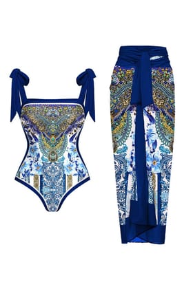 Serbia Swimsuit With Sarong-S-M