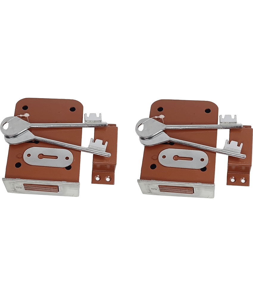 Onmax Steel Side Door Lock Double Action Steel Cover 100mm Size With Maroon Colour (SSDL1) Pack of 2