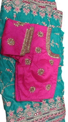 Elegant Light Green Embroidered Saree with Stitched Blouse