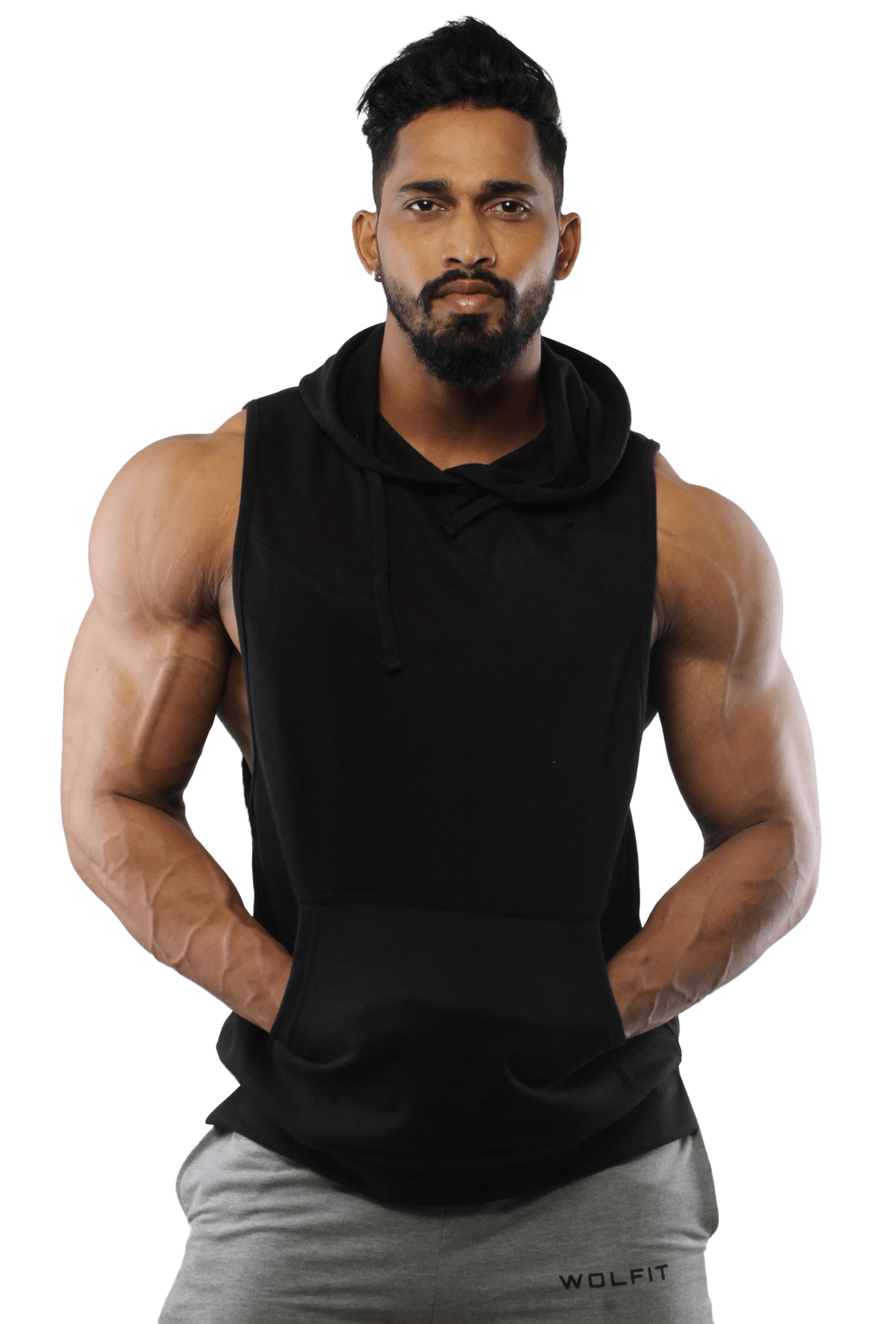 HOT BUTTON Solid Sleeveless Gym Vest Hoodie for Men - Stylish Workout Sleeveless Hooded T-Shirt