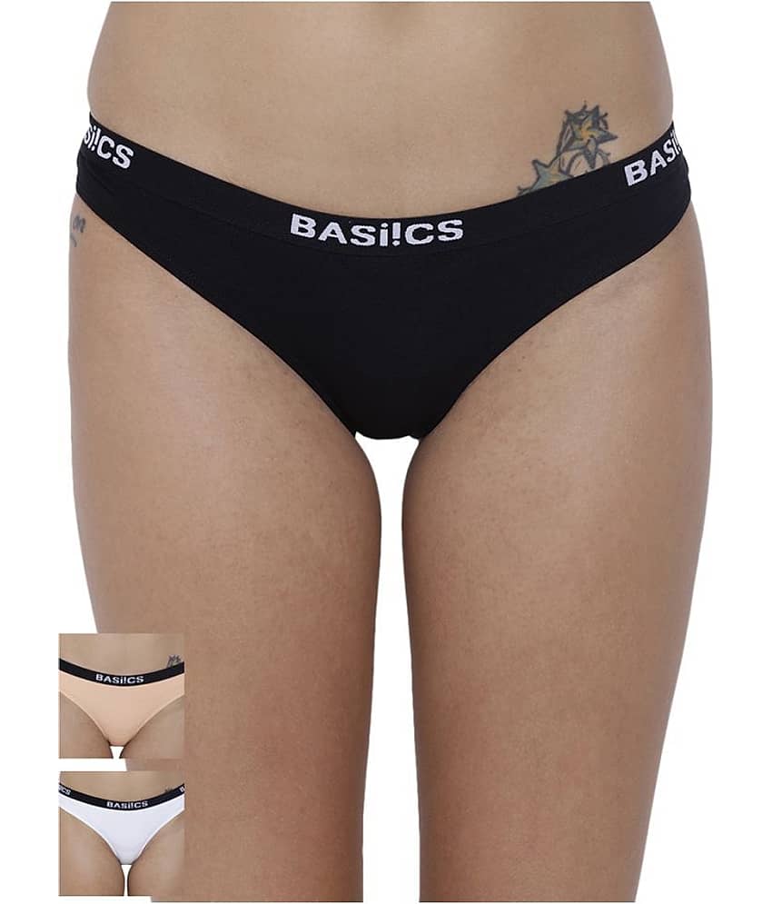 BASIICS By La Intimo Pack of 3 Cotton Women's Briefs ( Multi Color )