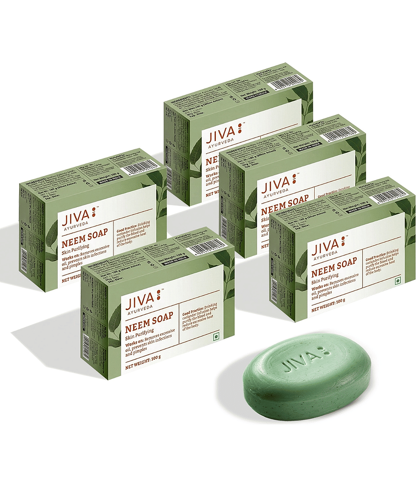 JIVA Antibacterial Neem Soap 100g Bathing Bar for All Skin Type ( Pack of 5 )
