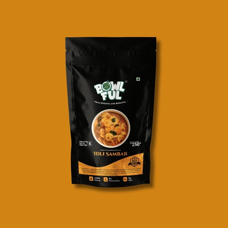 Bowlful Idli Sambar - 50g Net, Soft Idlis with Spiced Lentil Stew